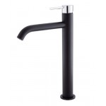 Kaya Tall Basin Mixer, Matte Black With Chrome Handle